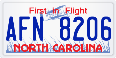 NC license plate AFN8206