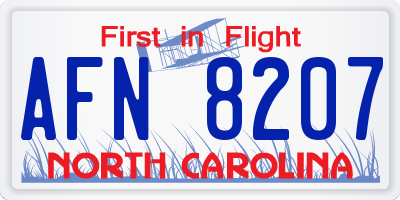 NC license plate AFN8207