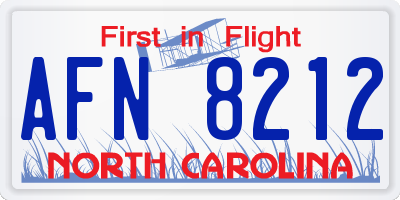 NC license plate AFN8212