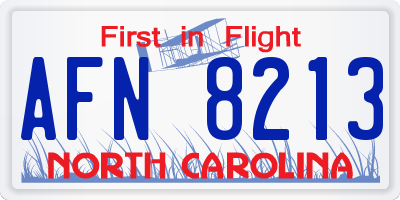 NC license plate AFN8213