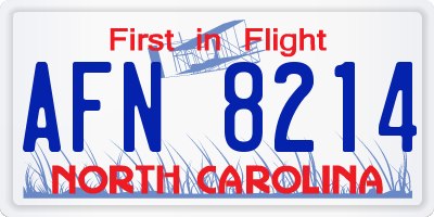 NC license plate AFN8214