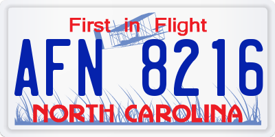 NC license plate AFN8216