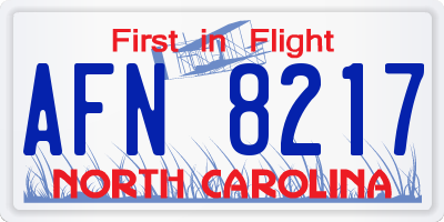 NC license plate AFN8217