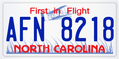 NC license plate AFN8218