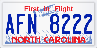 NC license plate AFN8222