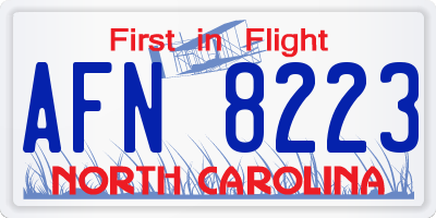 NC license plate AFN8223