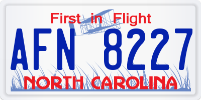 NC license plate AFN8227