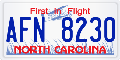 NC license plate AFN8230