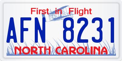 NC license plate AFN8231