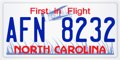 NC license plate AFN8232