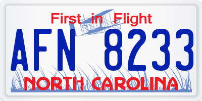 NC license plate AFN8233