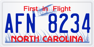 NC license plate AFN8234