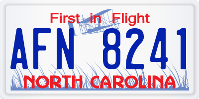 NC license plate AFN8241