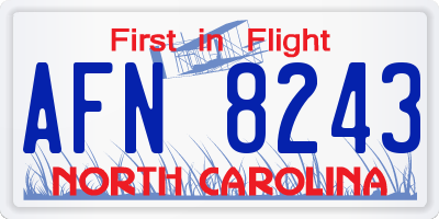 NC license plate AFN8243