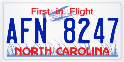 NC license plate AFN8247