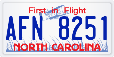 NC license plate AFN8251