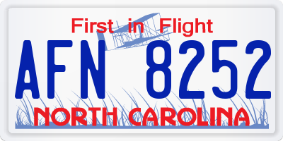 NC license plate AFN8252
