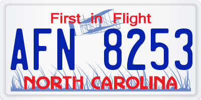 NC license plate AFN8253