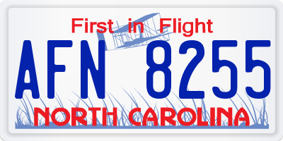 NC license plate AFN8255