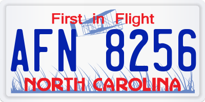 NC license plate AFN8256