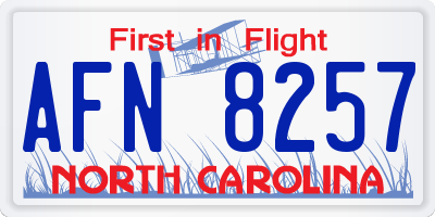 NC license plate AFN8257