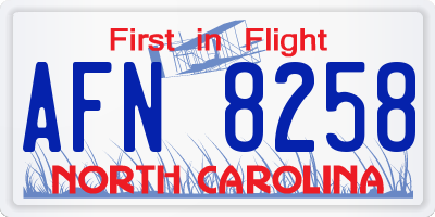 NC license plate AFN8258