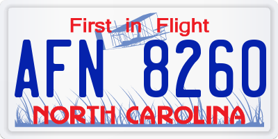 NC license plate AFN8260