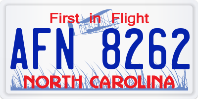 NC license plate AFN8262