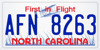 NC license plate AFN8263
