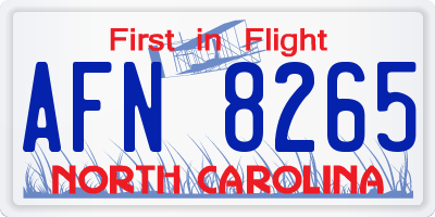 NC license plate AFN8265