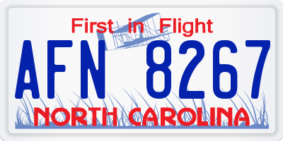 NC license plate AFN8267
