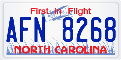 NC license plate AFN8268