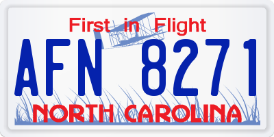 NC license plate AFN8271