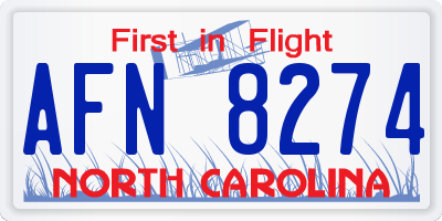 NC license plate AFN8274