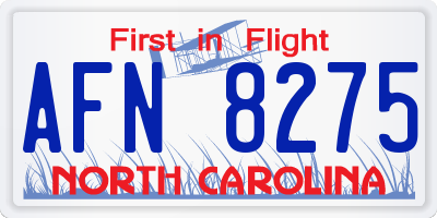 NC license plate AFN8275