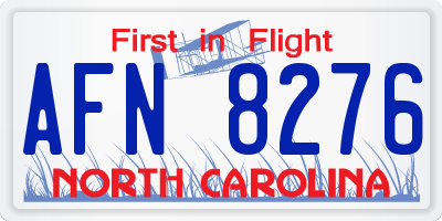 NC license plate AFN8276