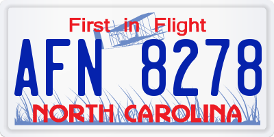 NC license plate AFN8278