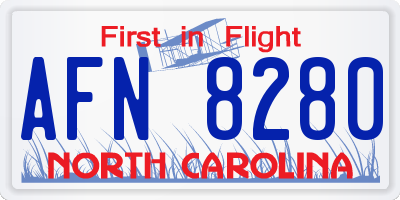 NC license plate AFN8280