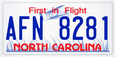 NC license plate AFN8281
