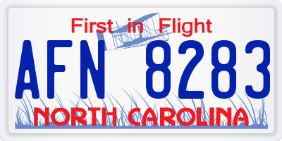 NC license plate AFN8283