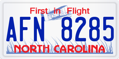 NC license plate AFN8285