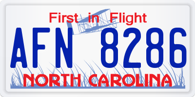 NC license plate AFN8286