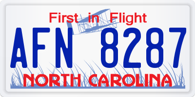 NC license plate AFN8287