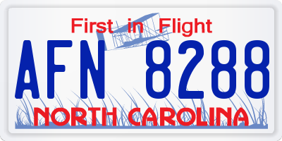 NC license plate AFN8288