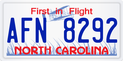 NC license plate AFN8292