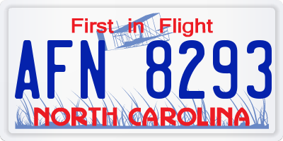 NC license plate AFN8293