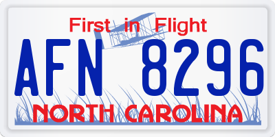 NC license plate AFN8296