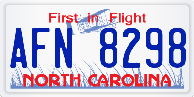 NC license plate AFN8298