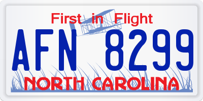 NC license plate AFN8299