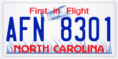 NC license plate AFN8301